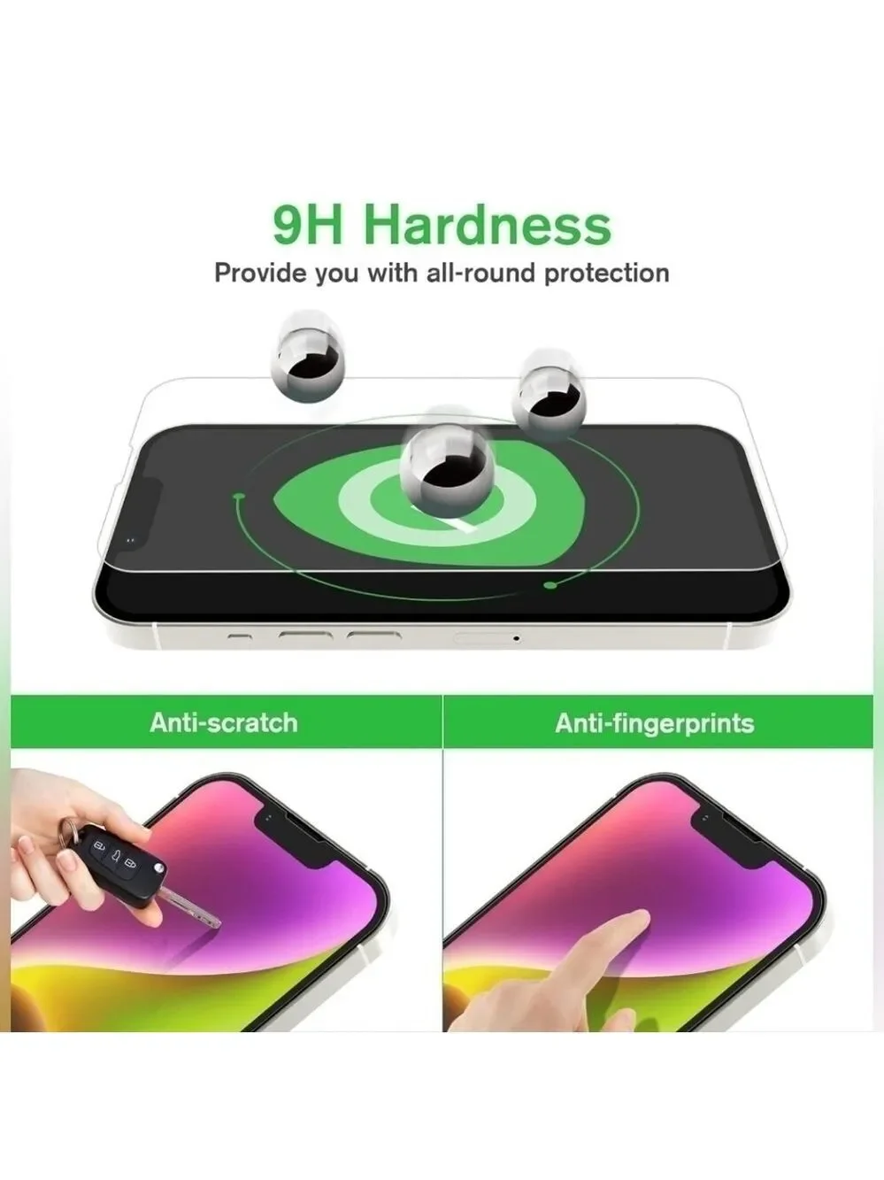 2 Pk Glass Screen Protector for iPhone 14 Pro Max / 14 Plus / 13 Pro Max 6.7 New